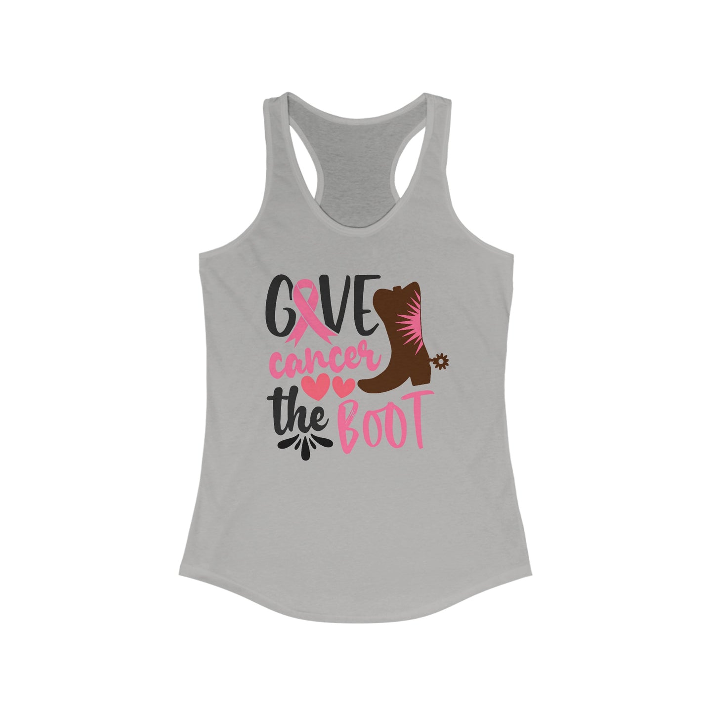 Give Cancer The Boot - Women’s Cancer Awareness Tank Top with Western Motif