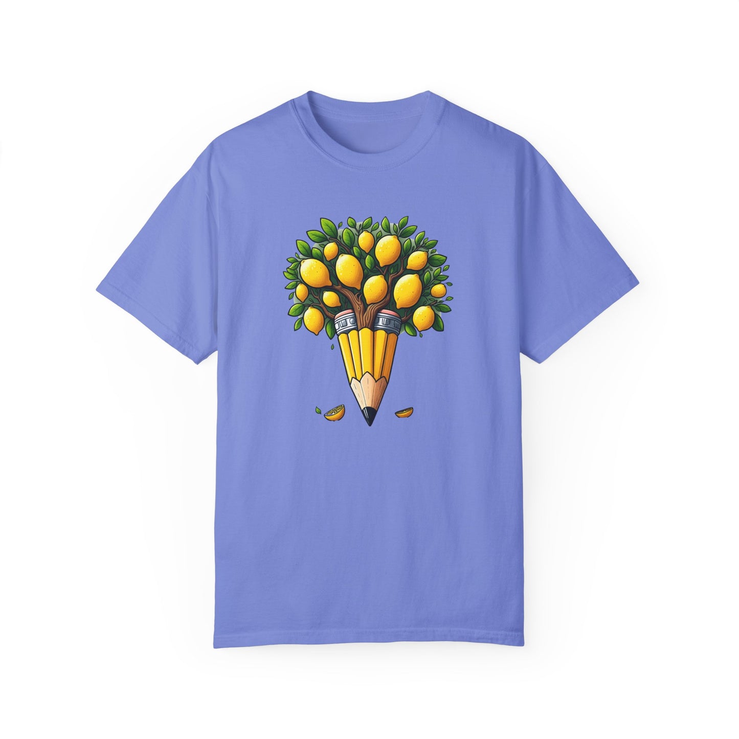 Artistic Lemon Pencil Tree T-Shirt - Unique Art & Nature Celebrating Growth and Imagination