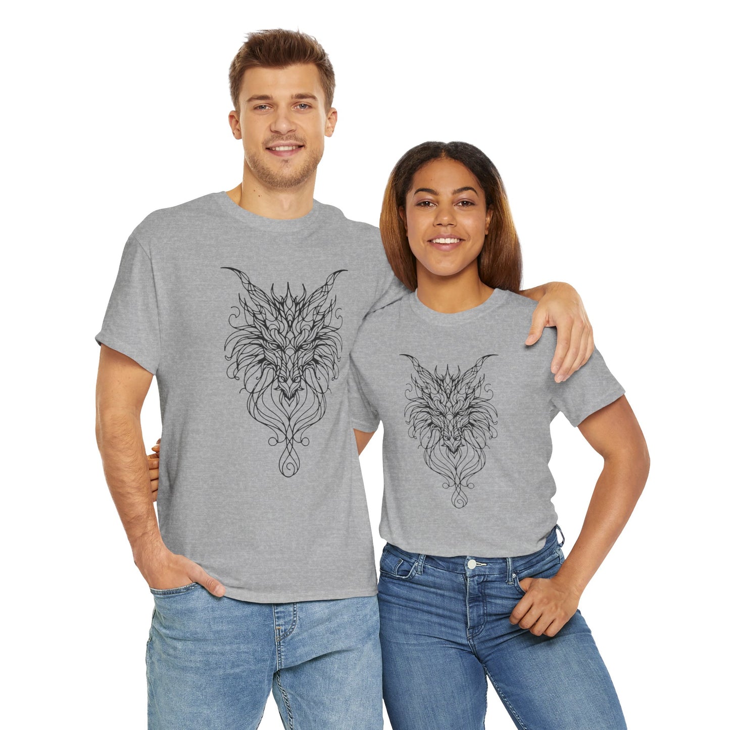 Mystical Dragon Line Art Tee – Elegant Fantasy Creature Design