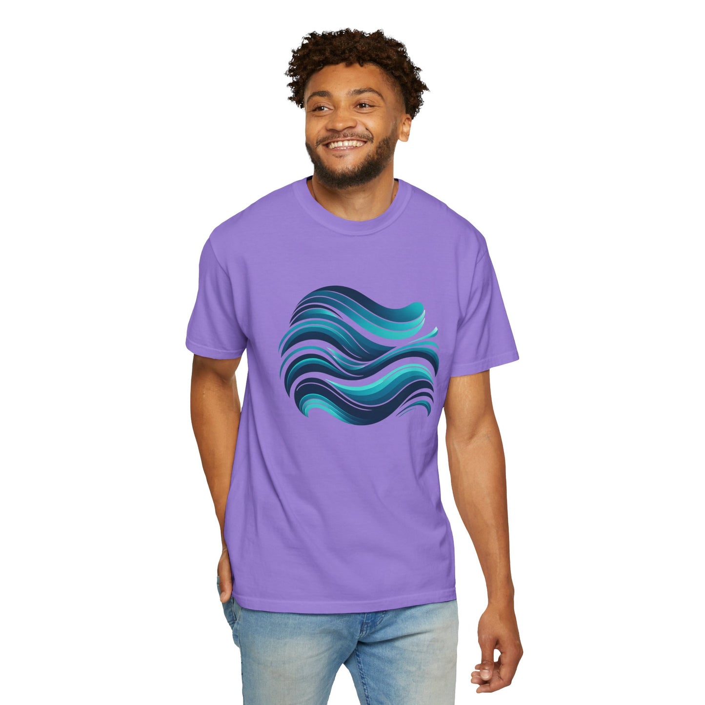 Abstract Ocean Wave T-Shirt Modern Aqua Design Artistic Sea Wave