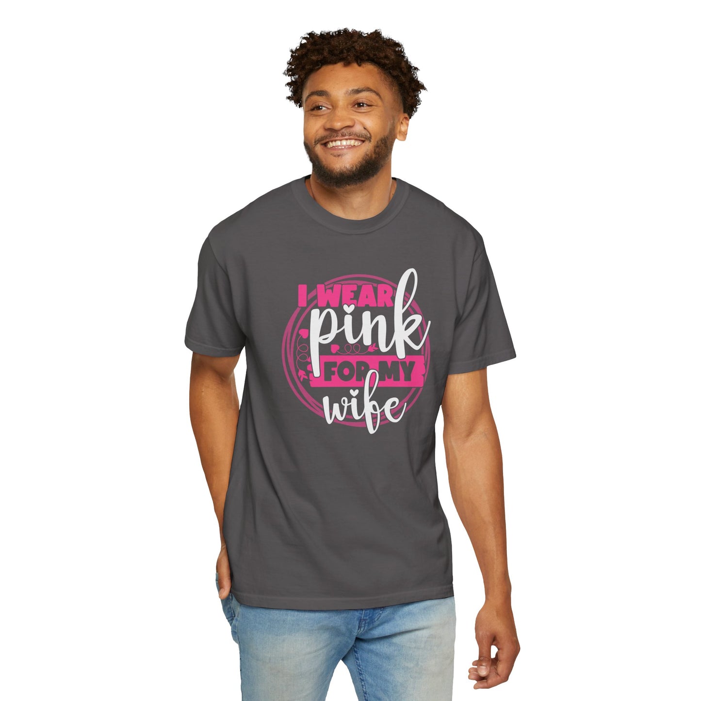 I Wear Pink For My Wife - Supportive Breast Cancer Awareness T-Shirt