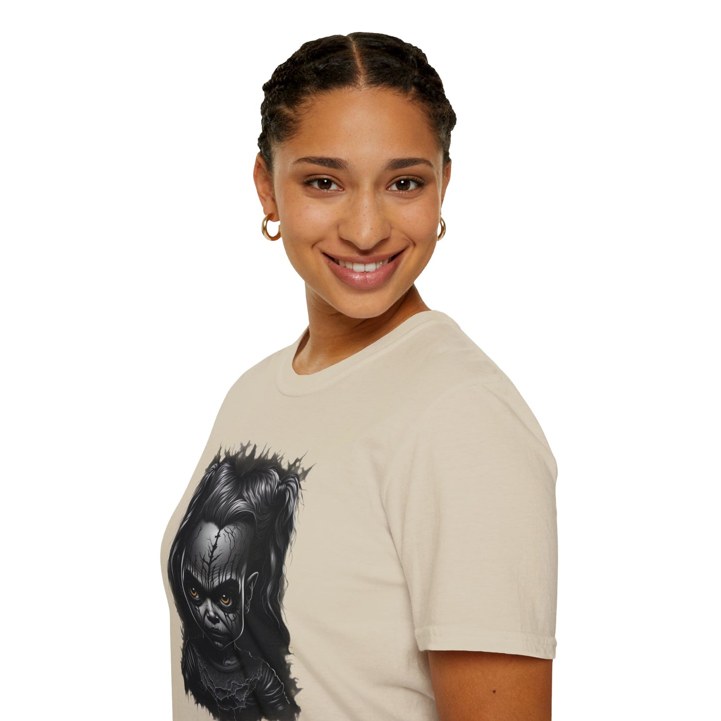 Hauntingly Adorable: Spooky Cute Little Girl Ghost Unisex Softstyle T-Shirt