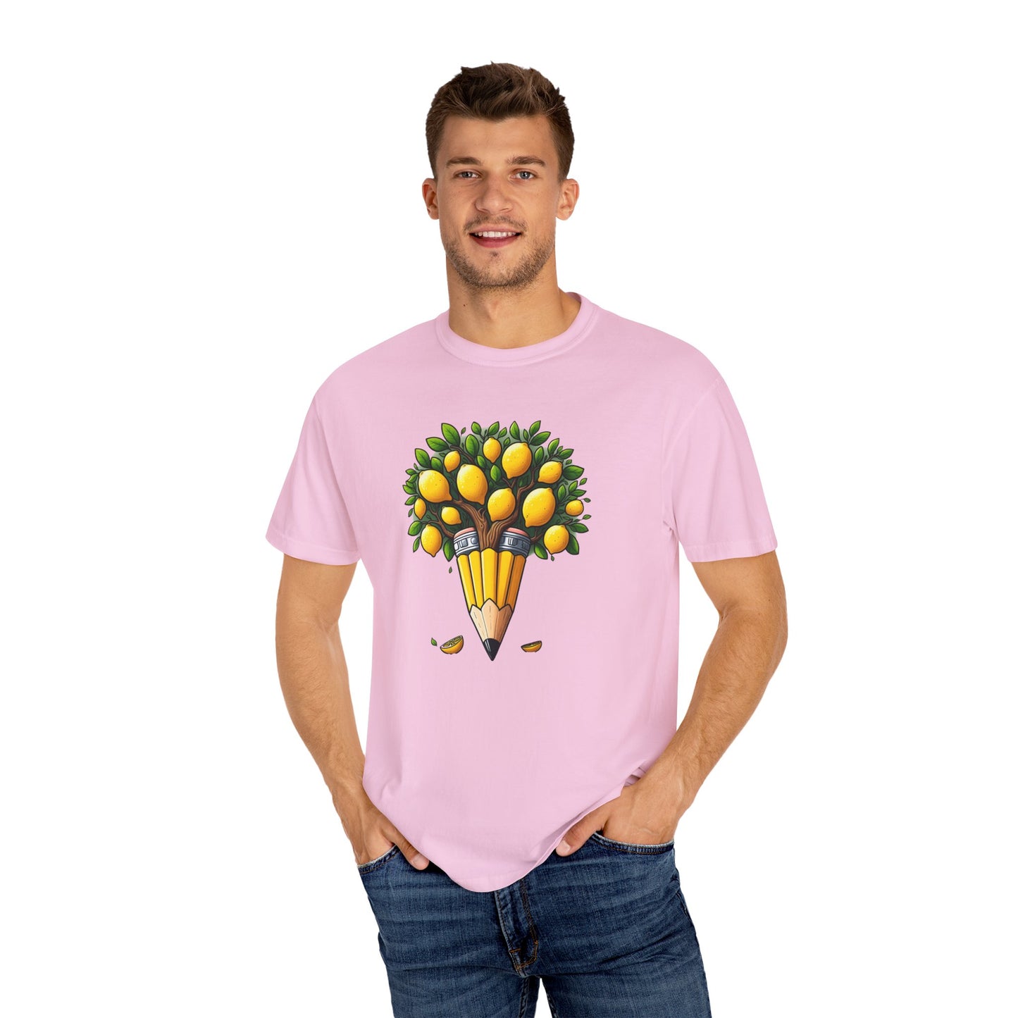 Artistic Lemon Pencil Tree T-Shirt - Unique Art & Nature Celebrating Growth and Imagination