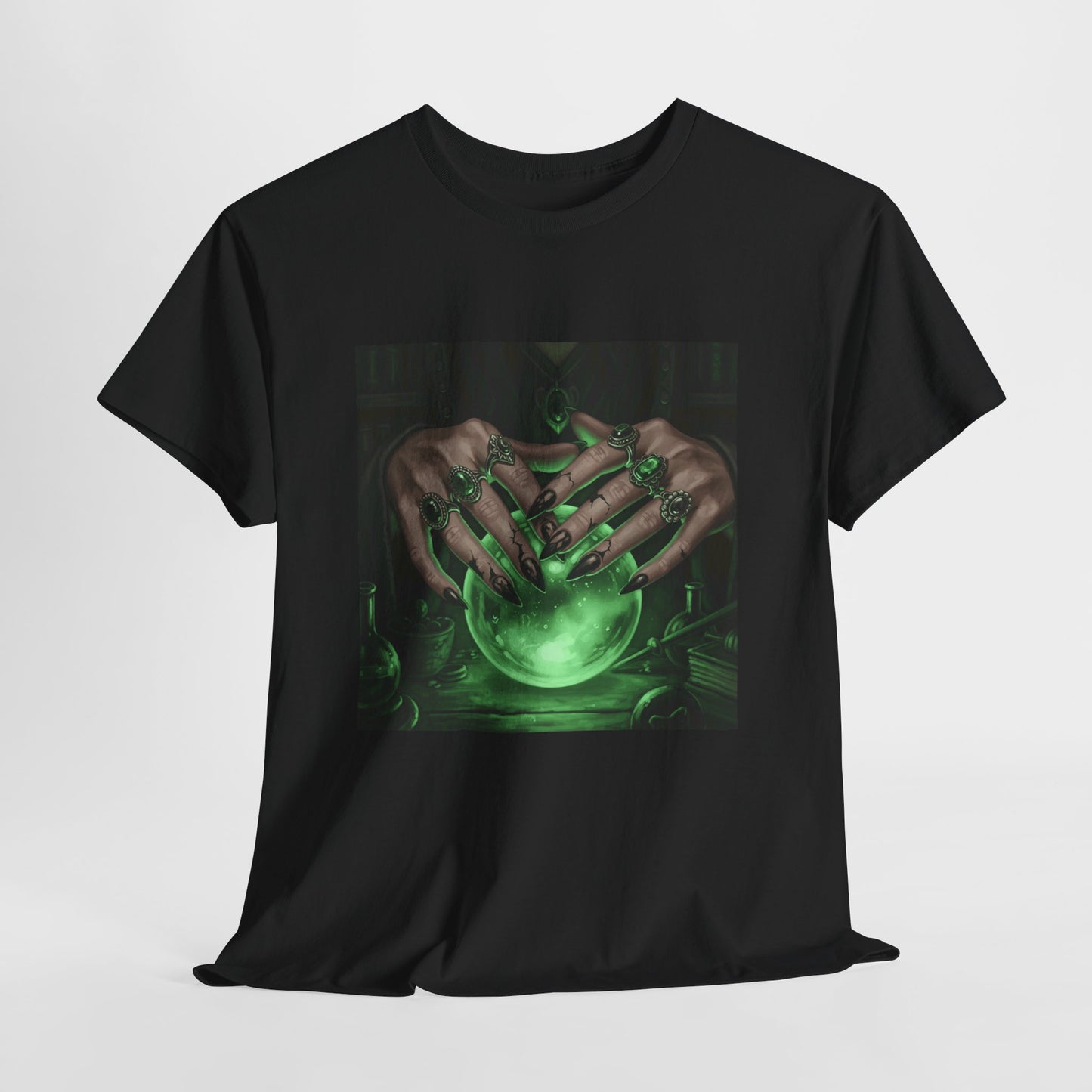 Sorceress's Grasp: Glowing Crystal Ball & Dark Witch Hands