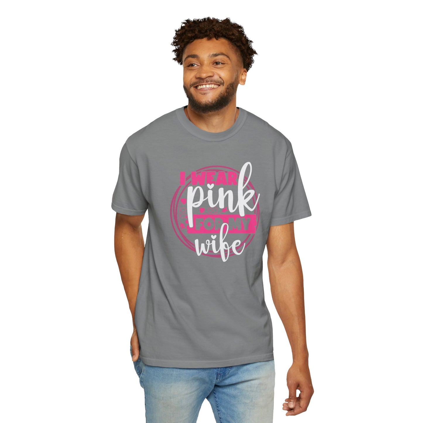 I Wear Pink For My Wife - Supportive Breast Cancer Awareness T-Shirt