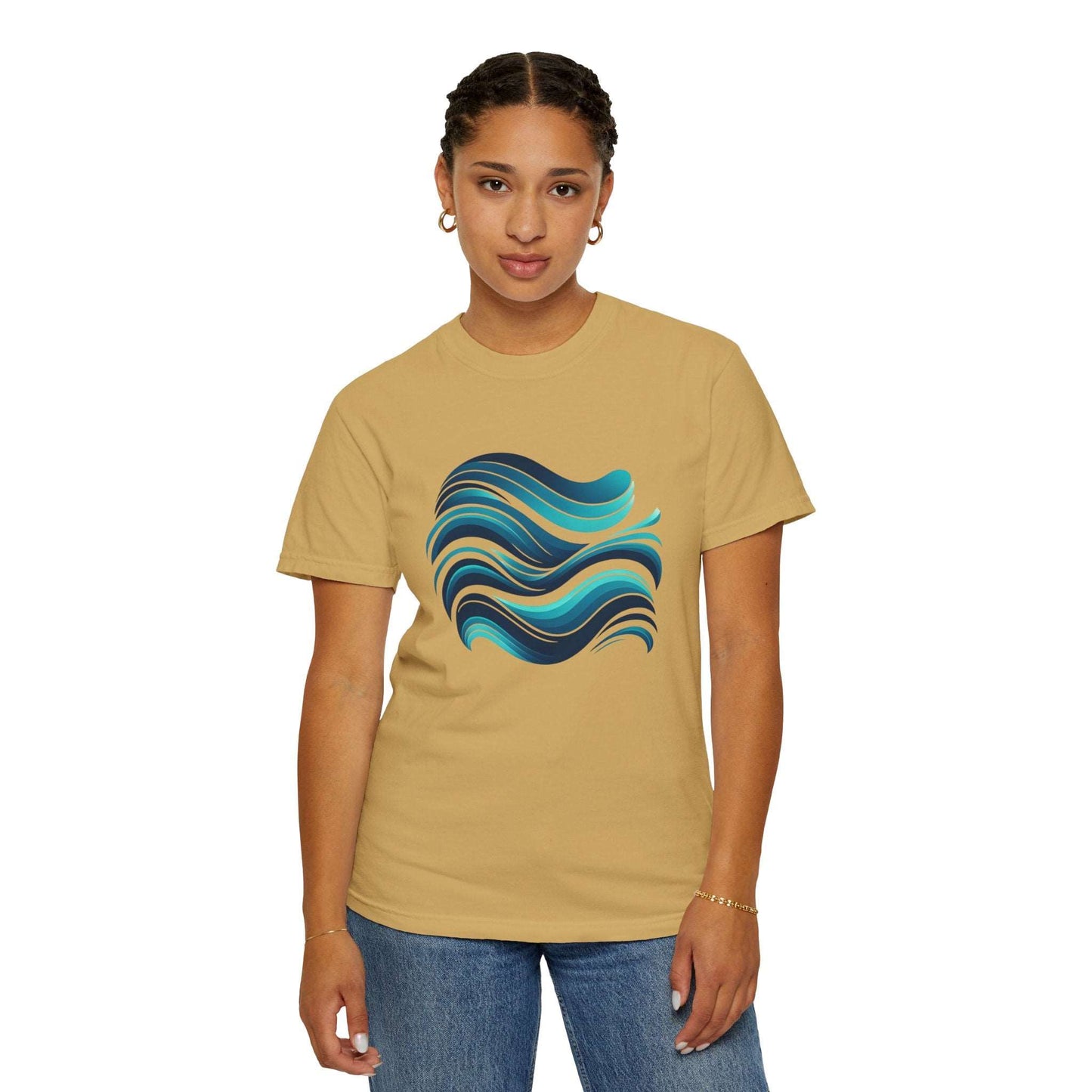 Abstract Ocean Wave T-Shirt Modern Aqua Design Artistic Sea Wave
