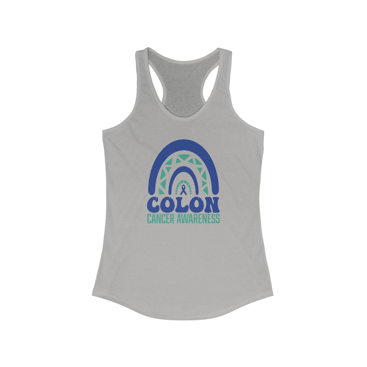 Colon Cancer Awareness Women’s Tank Top - Symbolic Teal Ribbon & Rainbow
