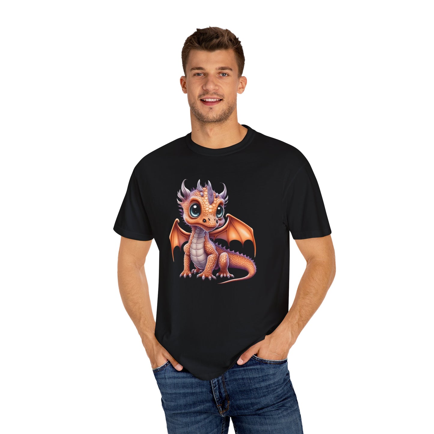 Charming Orange Dragonling T-Shirt Whimsical Fantasy Creature Tee Adorable Dragon Lover Shirt
