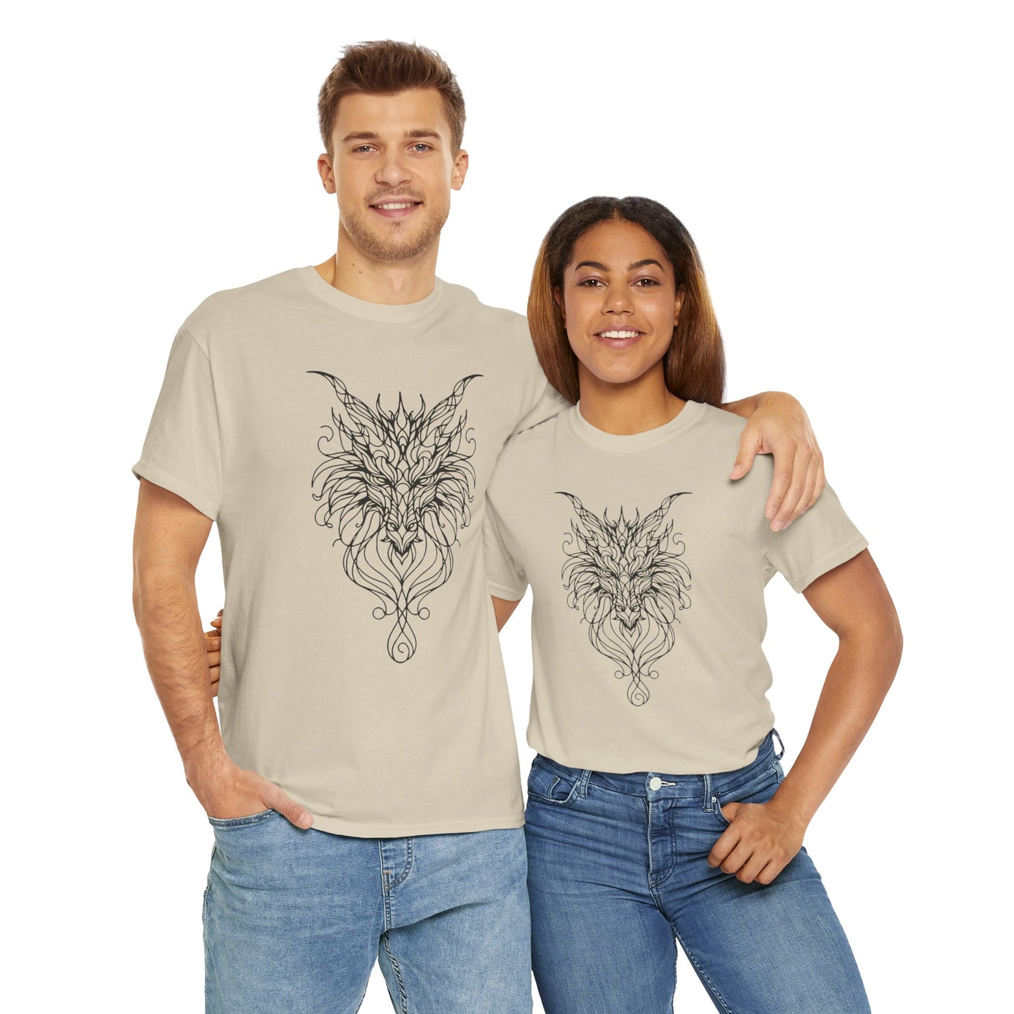 Mystical Dragon Line Art Tee – Elegant Fantasy Creature Design