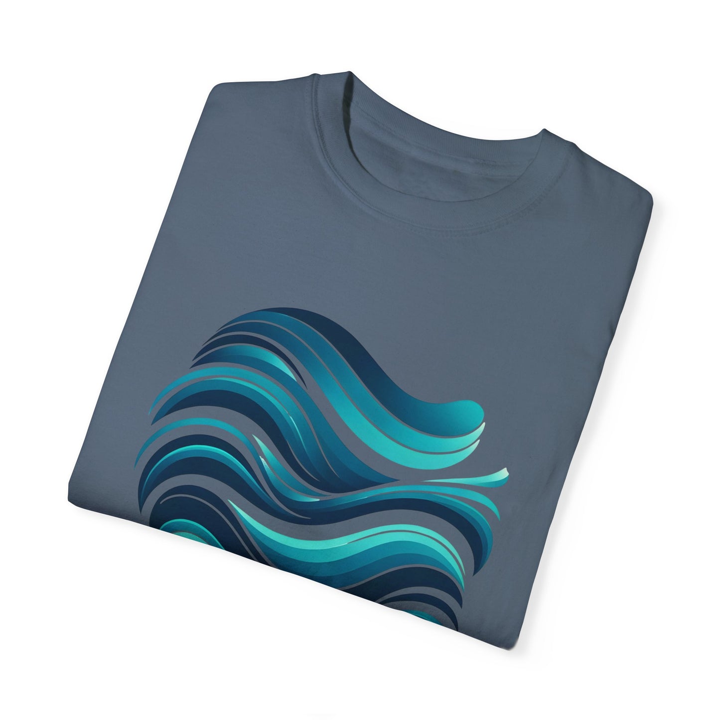 Abstract Ocean Wave T-Shirt Modern Aqua Design Artistic Sea Wave