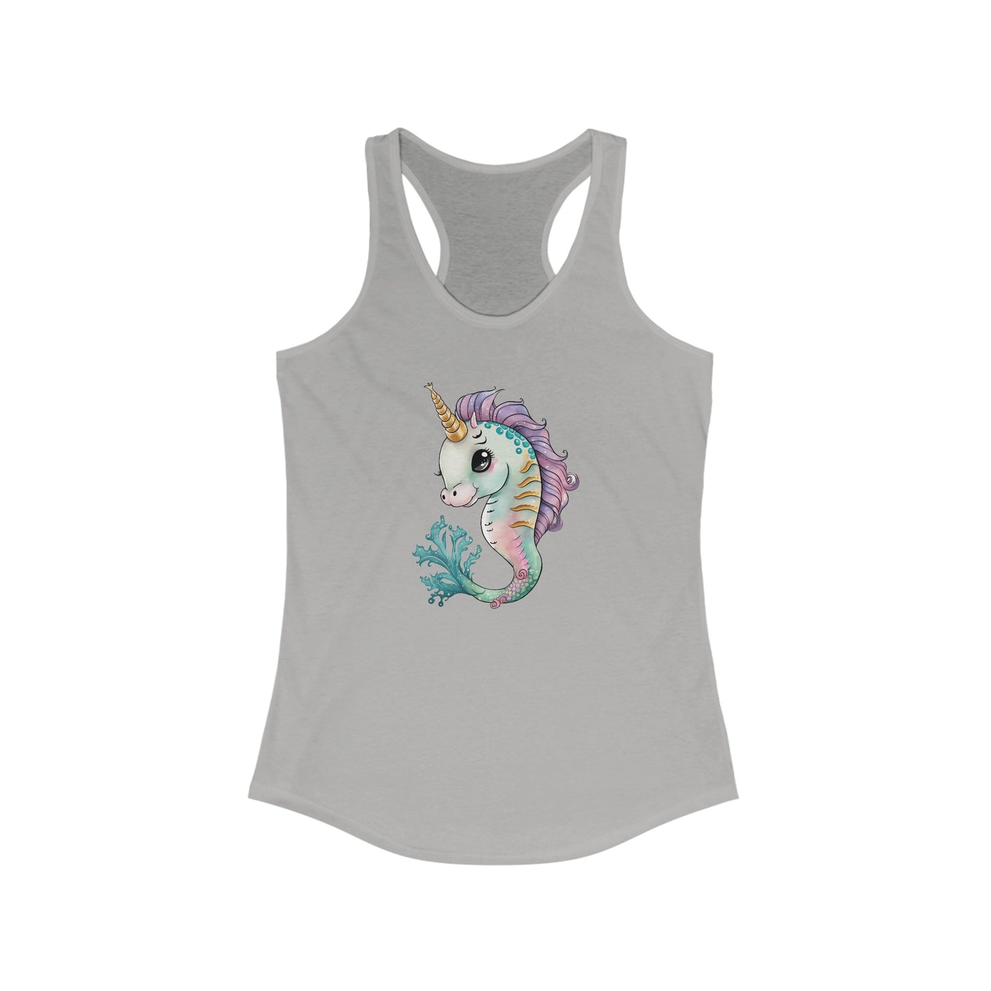 Enchanted Unicorn-Seahorse Women’s Tank Top: Dive into a Fantasy Sea Adventure