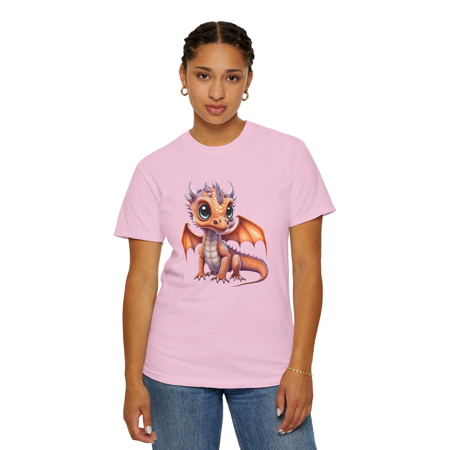 Charming Orange Dragonling T-Shirt Whimsical Fantasy Creature Tee Adorable Dragon Lover Shirt