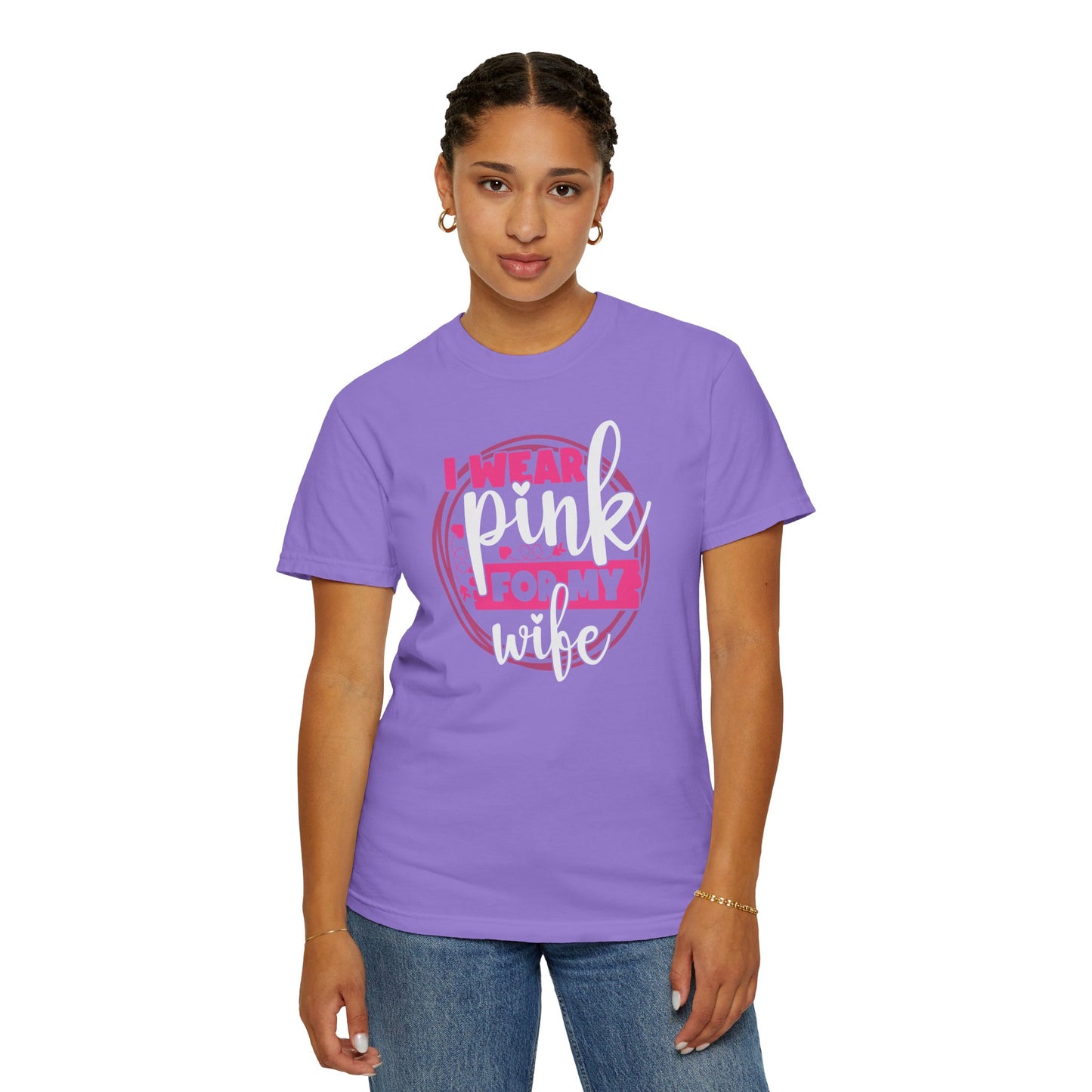 I Wear Pink For My Wife - Supportive Breast Cancer Awareness T-Shirt