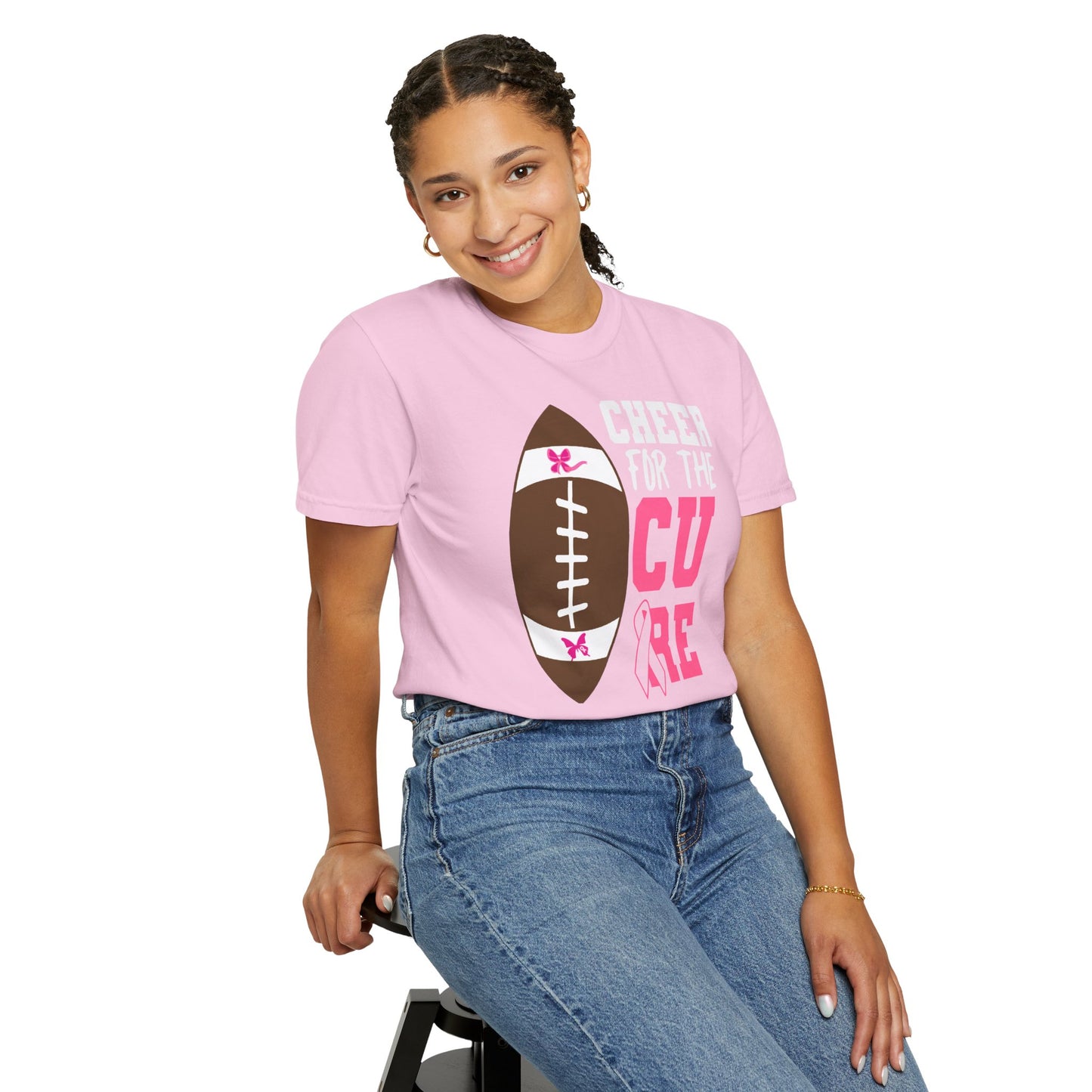 Cheer for the Cure - Breast Cancer Awareness Football T-Shirt