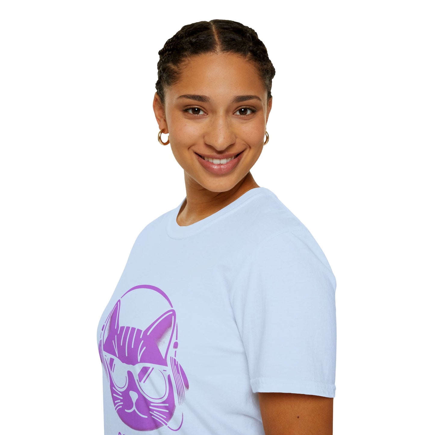 Cool Cat - Halloween Cat with Headphones Unisex Softstyle T-Shirt