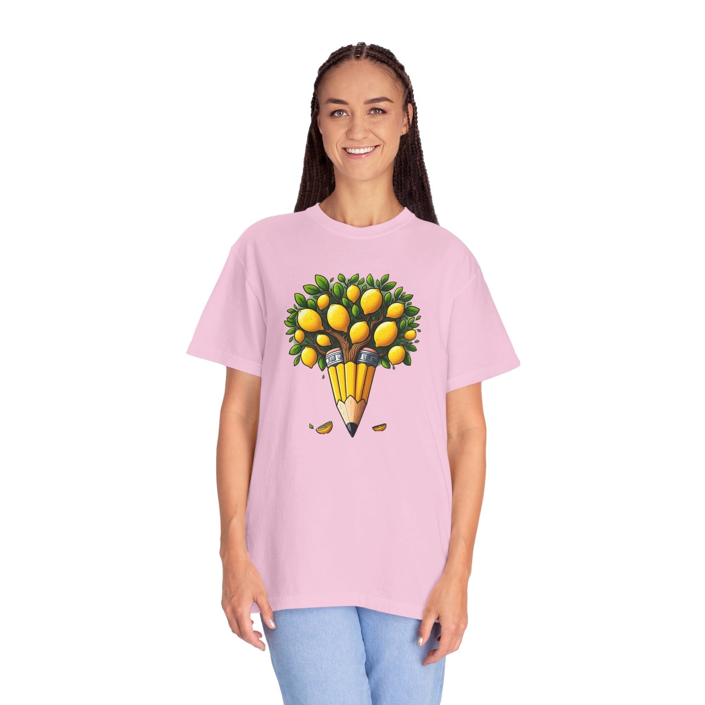 Artistic Lemon Pencil Tree T-Shirt - Unique Art & Nature Celebrating Growth and Imagination