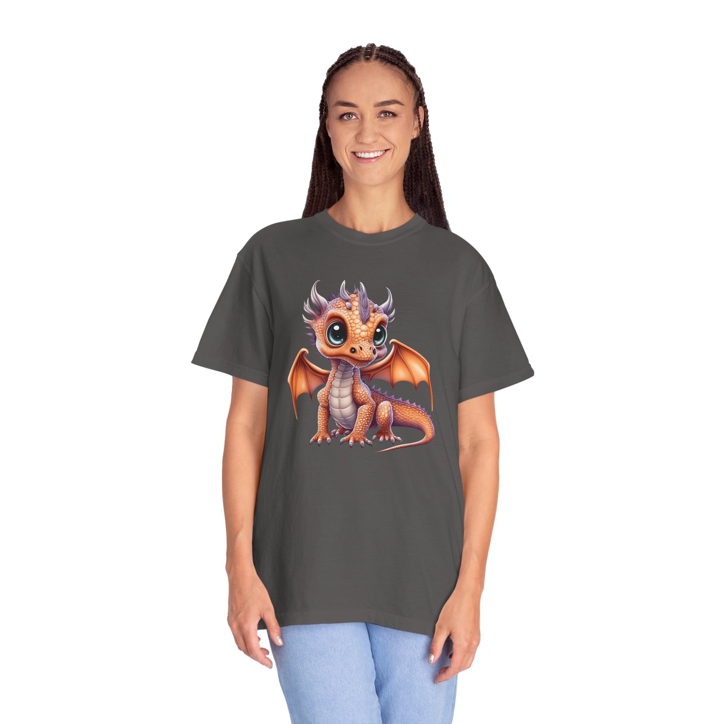 Charming Orange Dragonling T-Shirt Whimsical Fantasy Creature Tee Adorable Dragon Lover Shirt