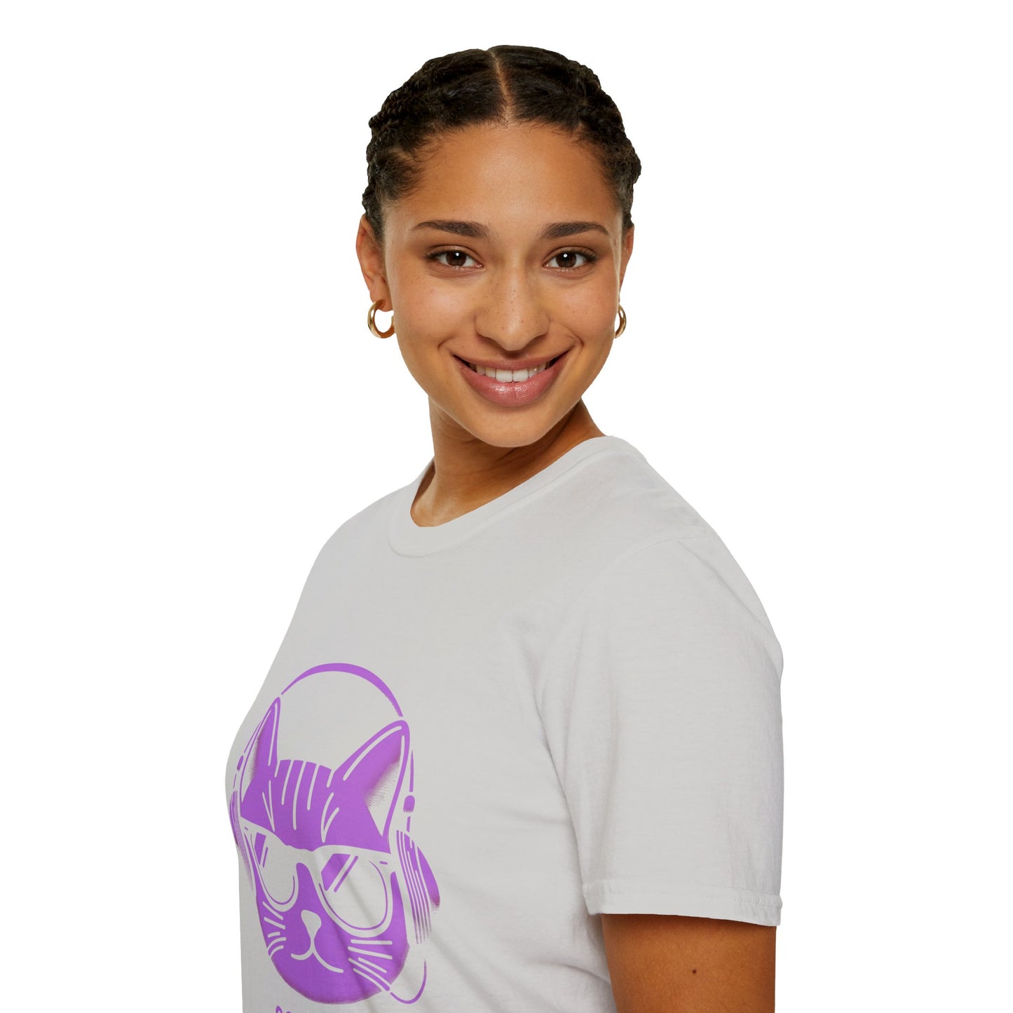 Cool Cat - Halloween Cat with Headphones Unisex Softstyle T-Shirt