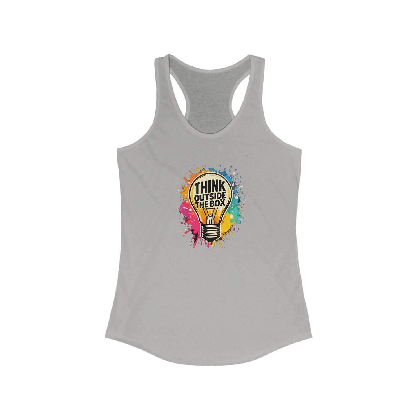 Think Outside The Box Women’s Tank Top - Inspirational Design with Colorful Paint Splashes