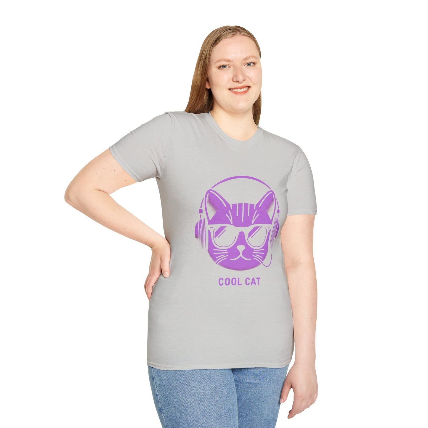 Cool Cat - Halloween Cat with Headphones Unisex Softstyle T-Shirt