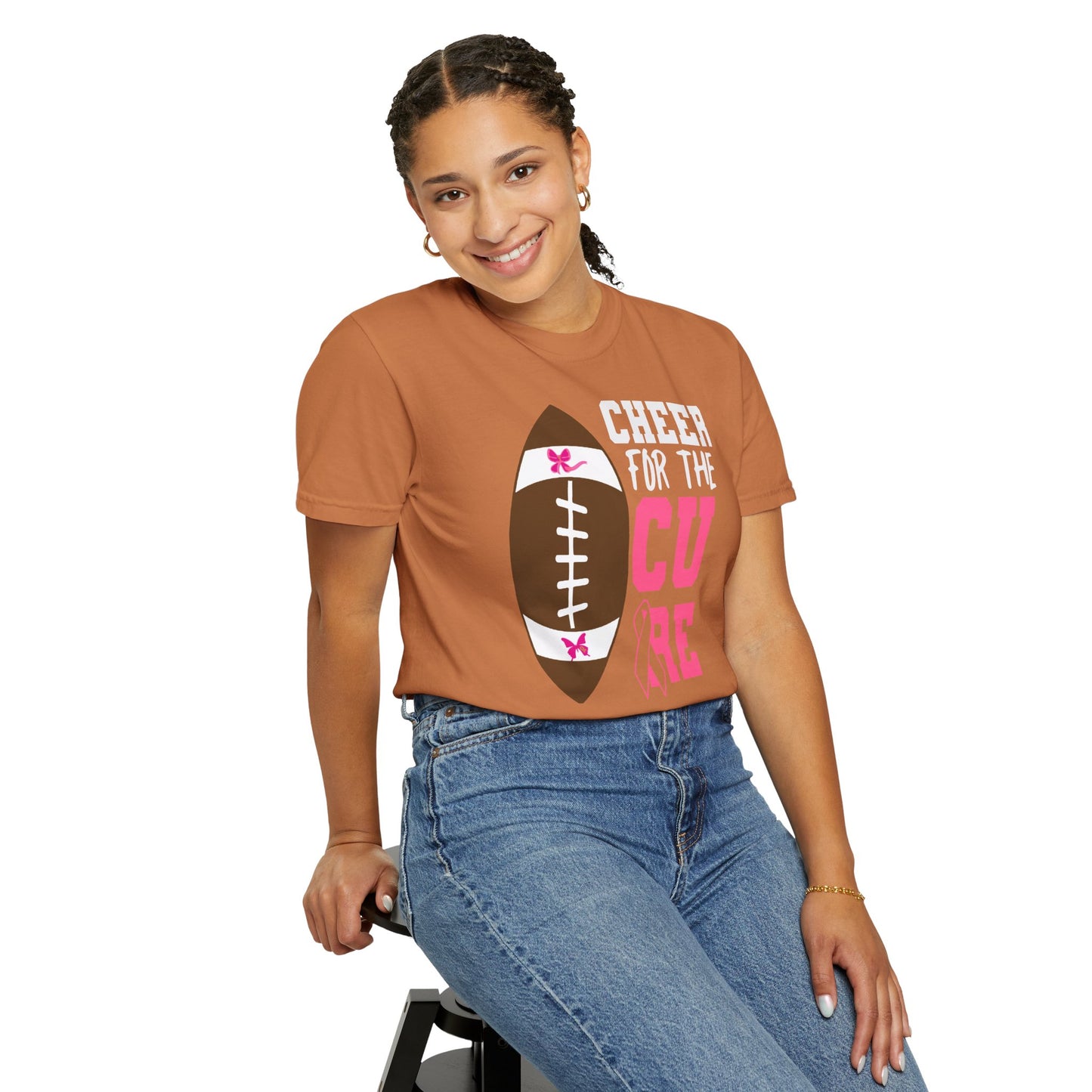 Cheer for the Cure - Breast Cancer Awareness Football T-Shirt