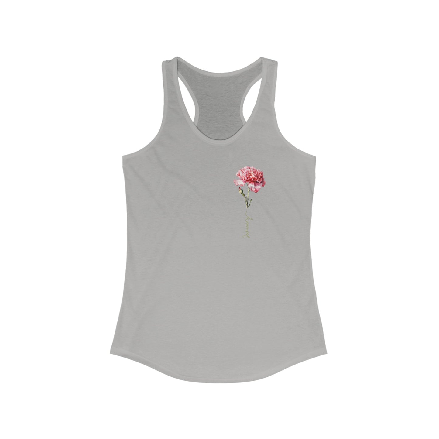 Elegant January Carnation Birth Month Women’s Tank Top - Personalized Floral Apparel