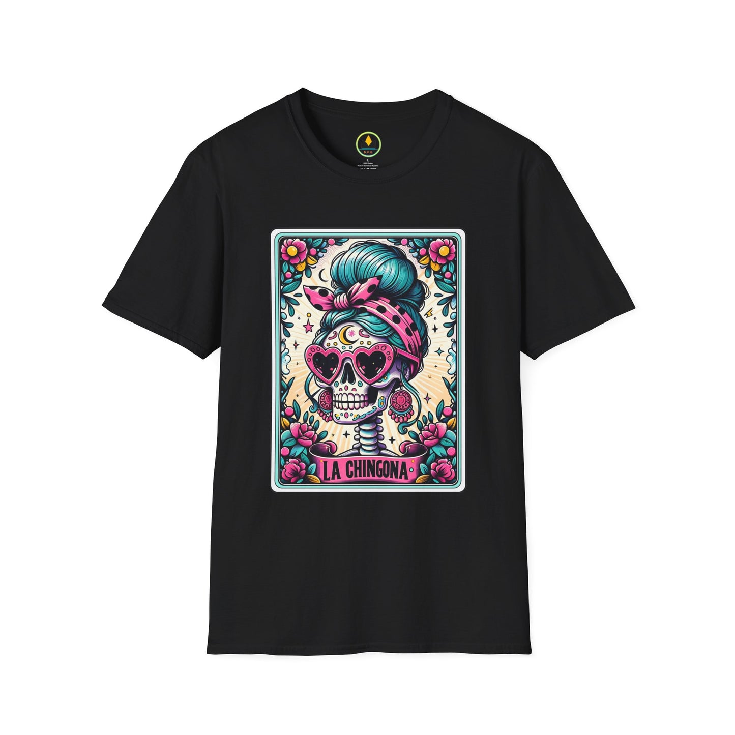 Vibrant Sugar Skull T-Shirt - Unique Spooky Halloween Apparel Inspired by Dia de los Muertos