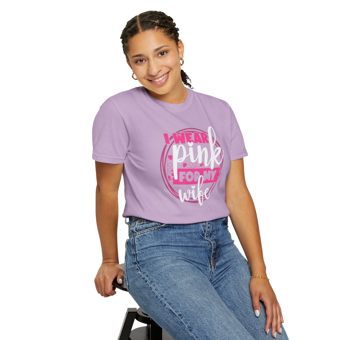 I Wear Pink For My Wife - Supportive Breast Cancer Awareness T-Shirt