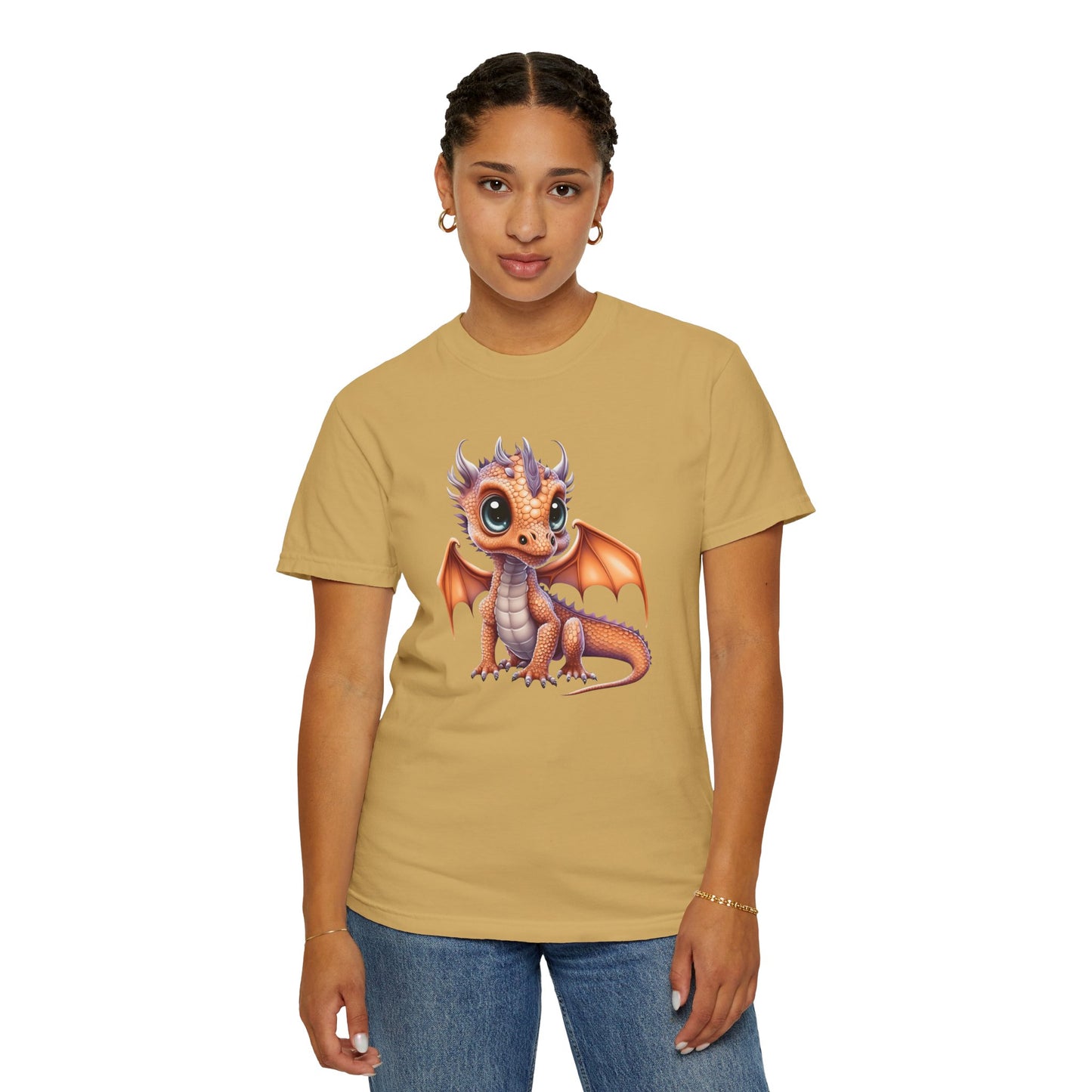 Charming Orange Dragonling T-Shirt Whimsical Fantasy Creature Tee Adorable Dragon Lover Shirt
