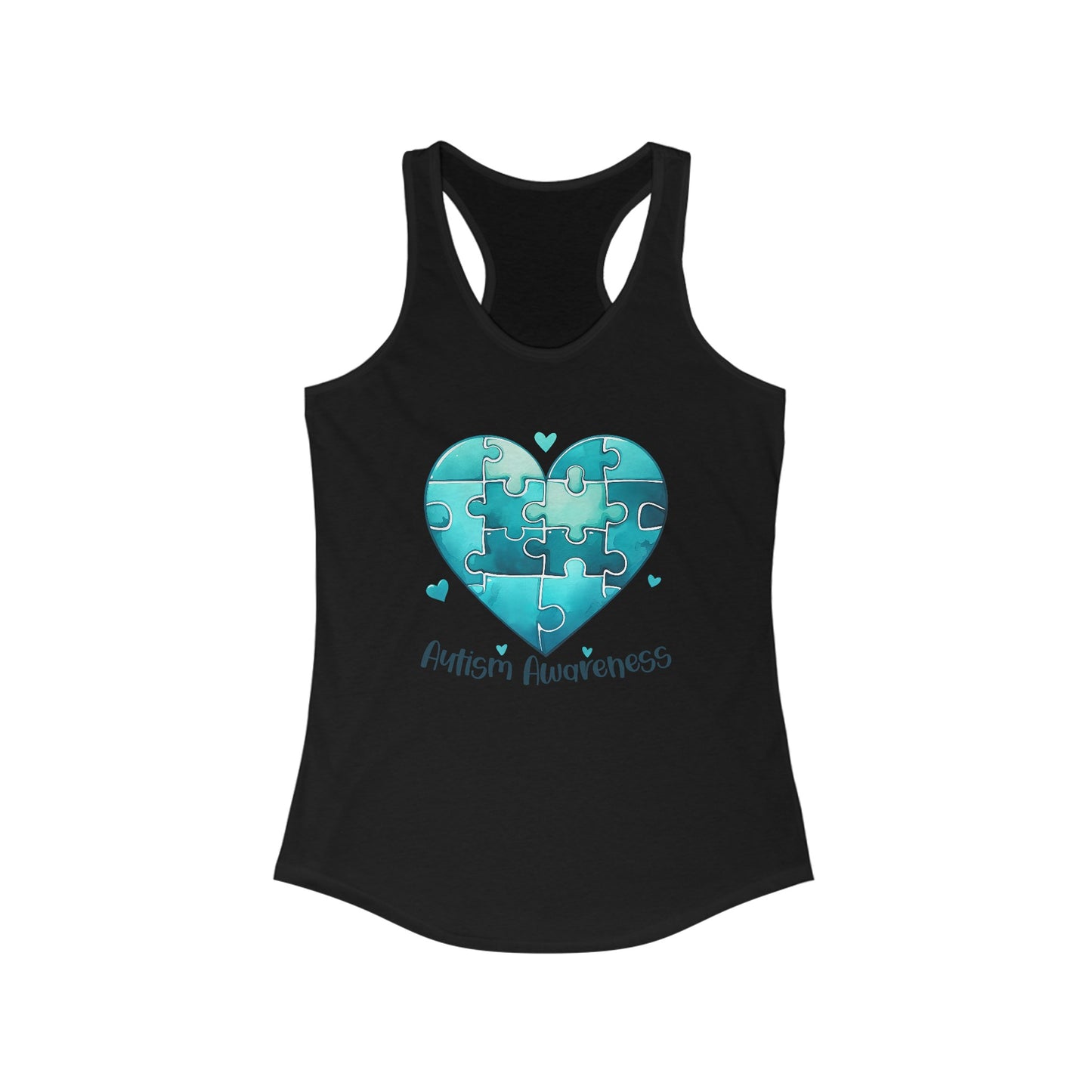 Women’s Autism Awareness Tank Top - Vibrant Heart Puzzle Design