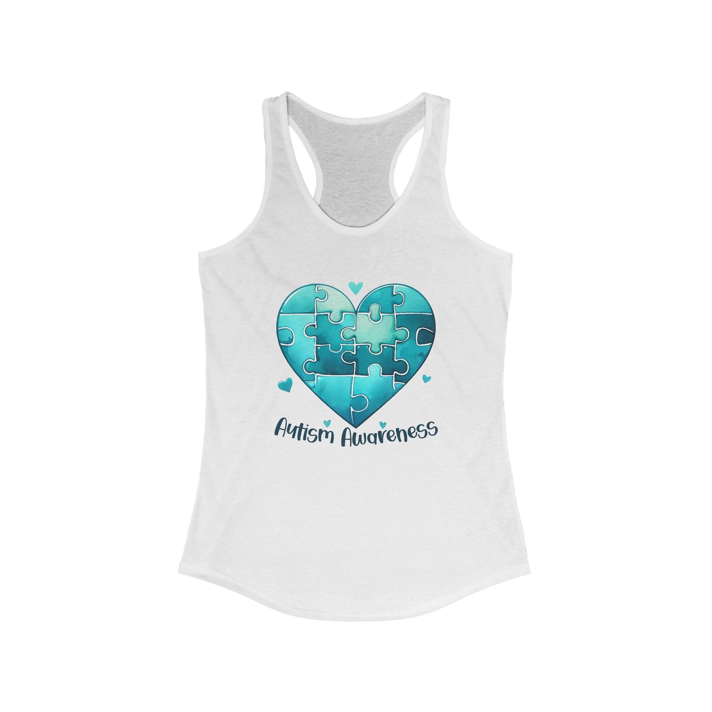 Women’s Autism Awareness Tank Top - Vibrant Heart Puzzle Design