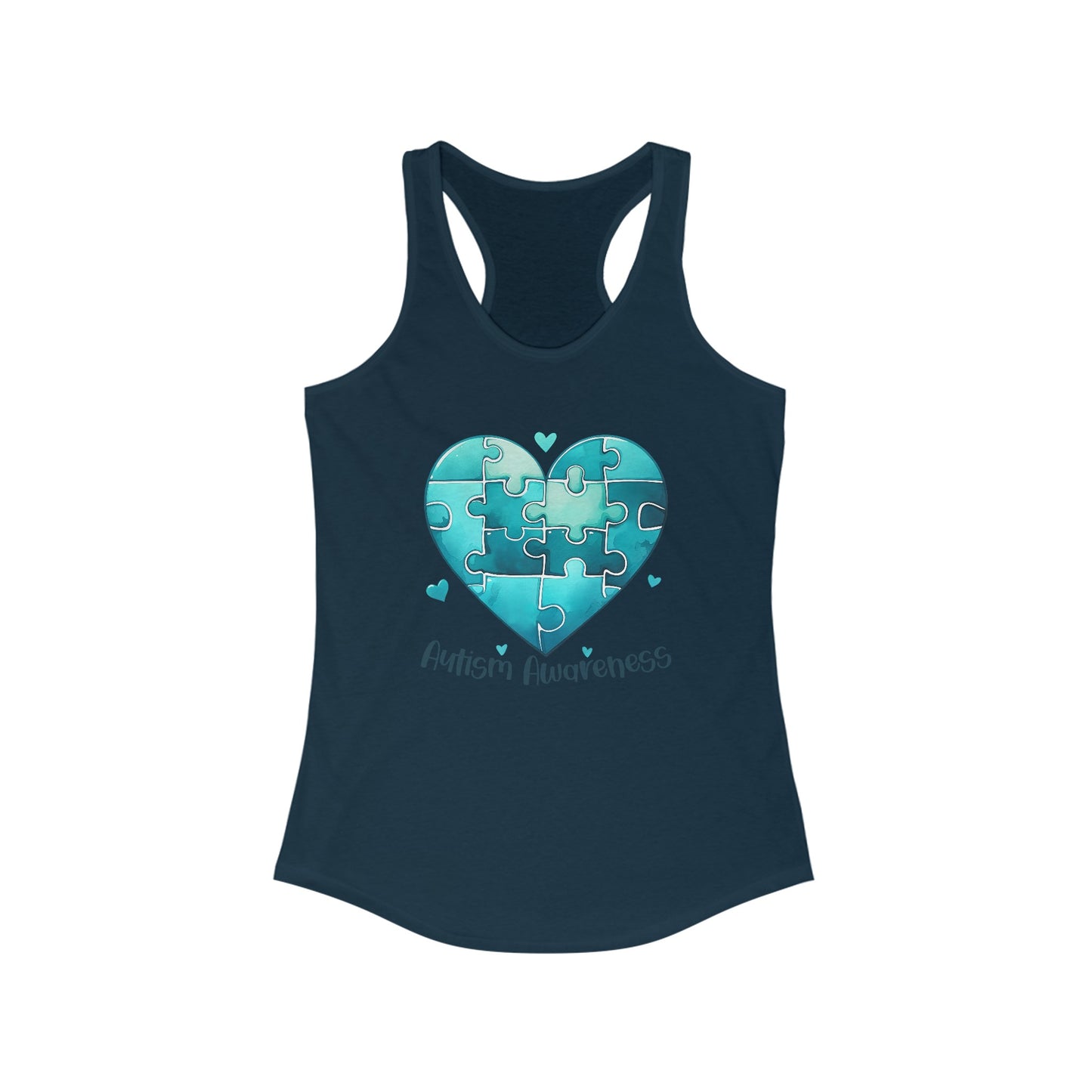 Women’s Autism Awareness Tank Top - Vibrant Heart Puzzle Design