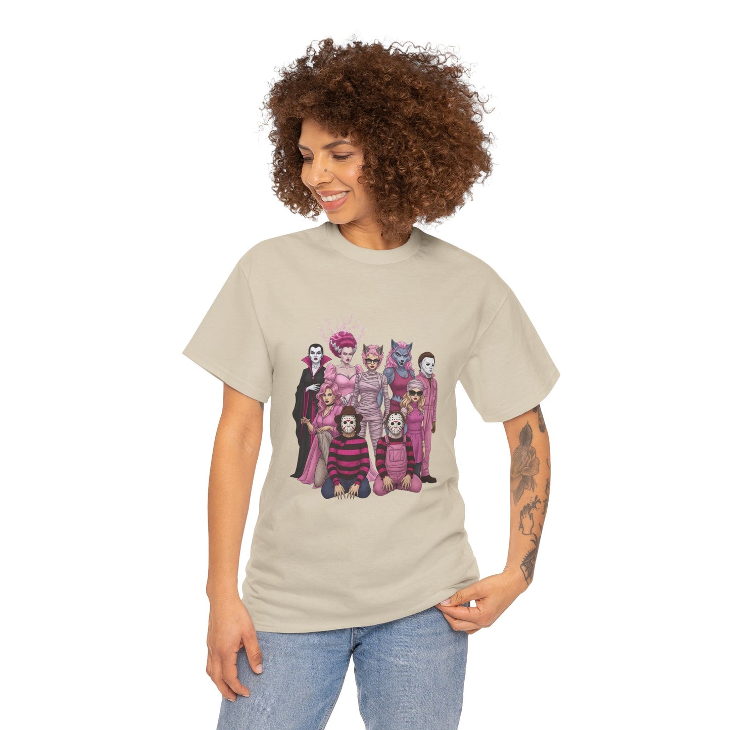 Horror Queens Fighting for a Cause Unisex Tee - Breast Cancer Awareness Month