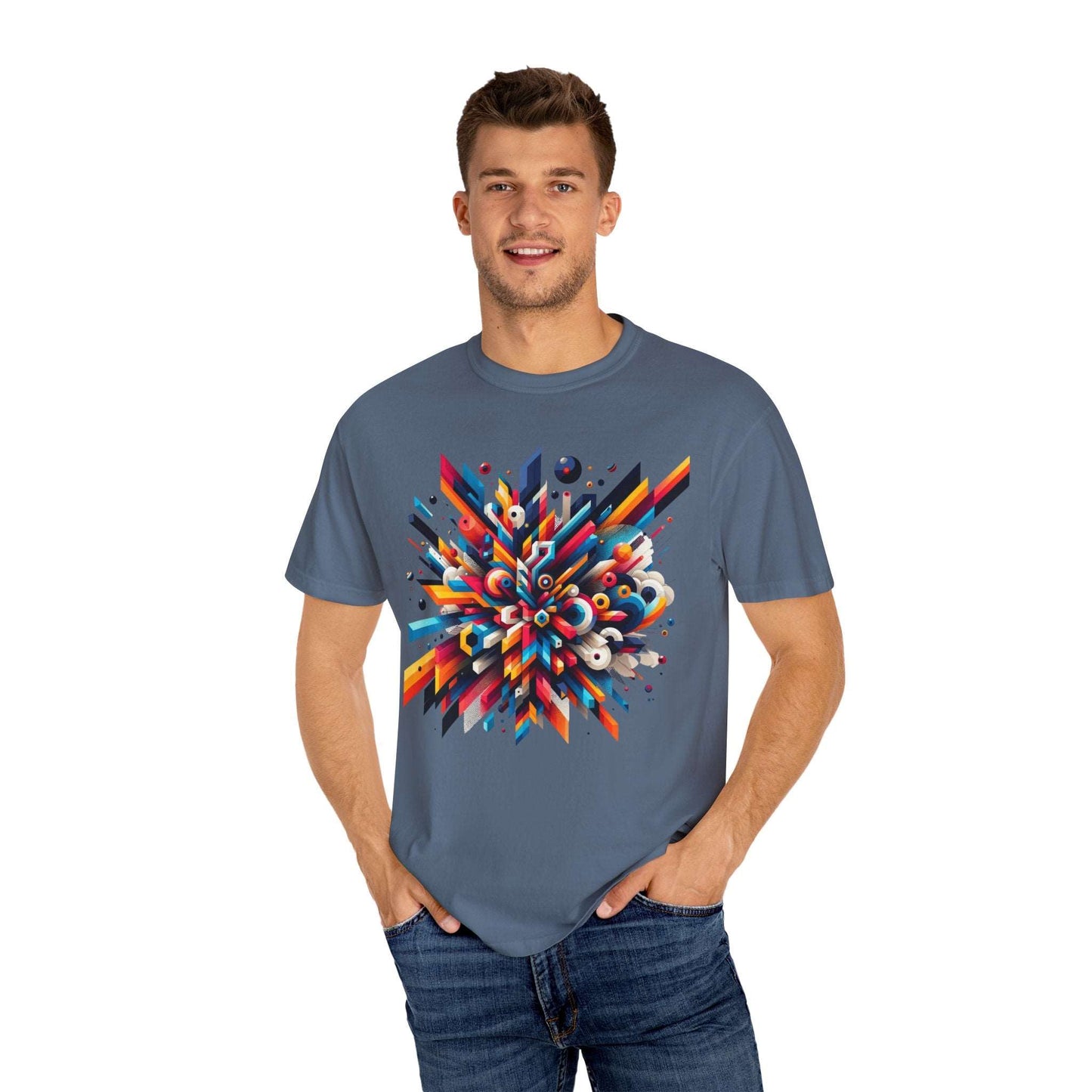 Abstract Geometric Explosion T-Shirt & Hoodie - Vibrant 3D Graphic Art Apparel-min