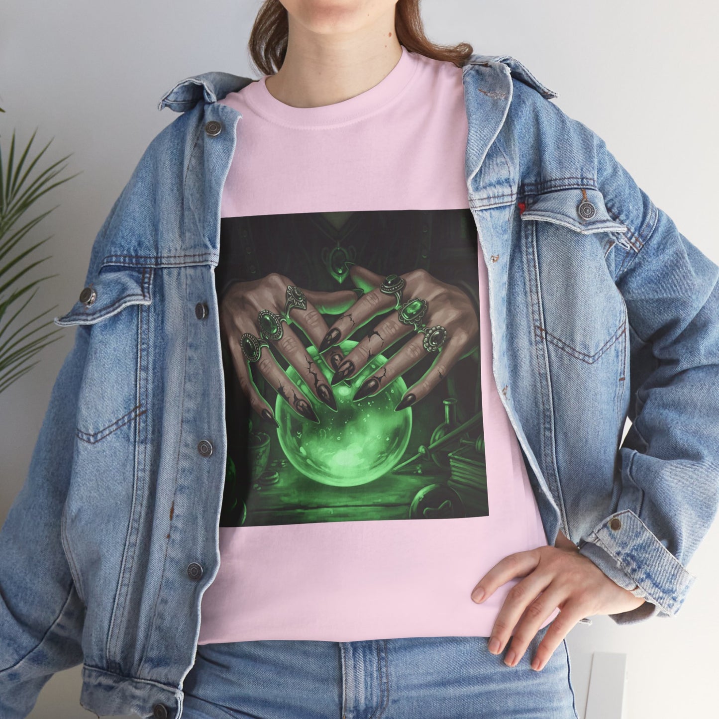 Sorceress's Grasp: Glowing Crystal Ball & Dark Witch Hands