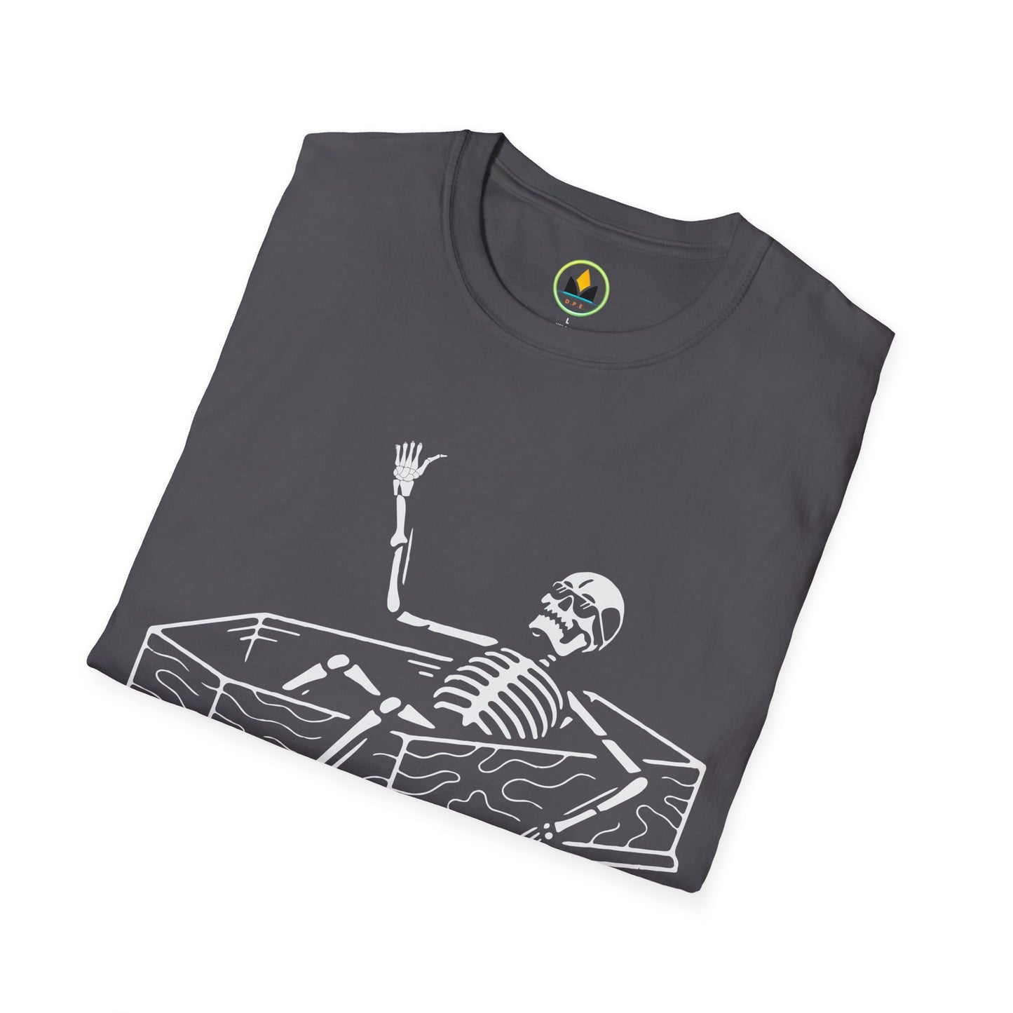 NEVER BETTER - Skeleton in Coffin Halloween Unisex Softstyle T-Shirt