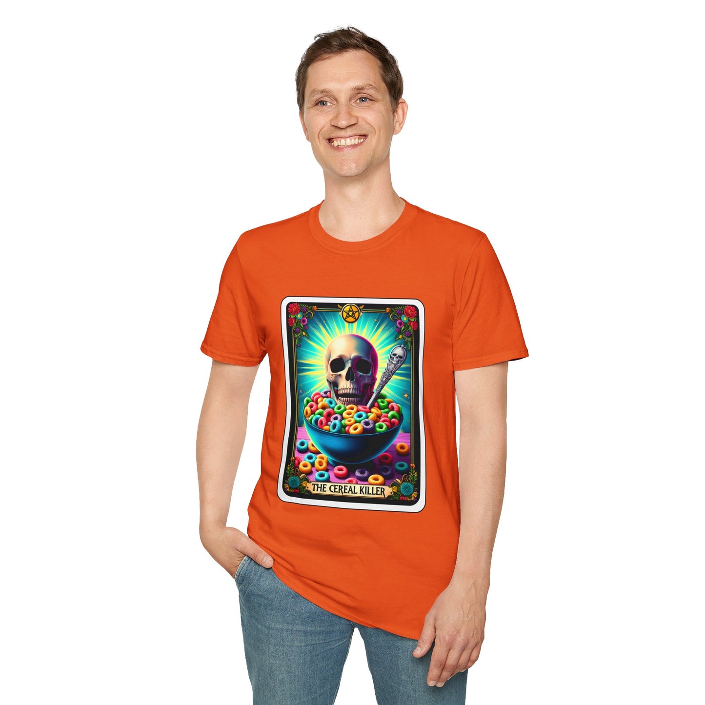 Tarot-Inspired Cereal Killer Halloween Tee - Unique Spooky Design