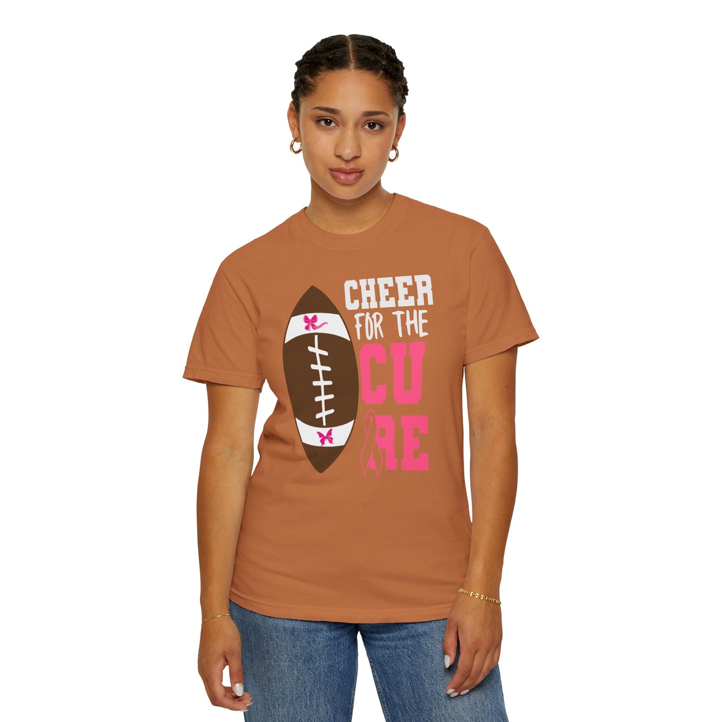 Cheer for the Cure - Breast Cancer Awareness Football T-Shirt