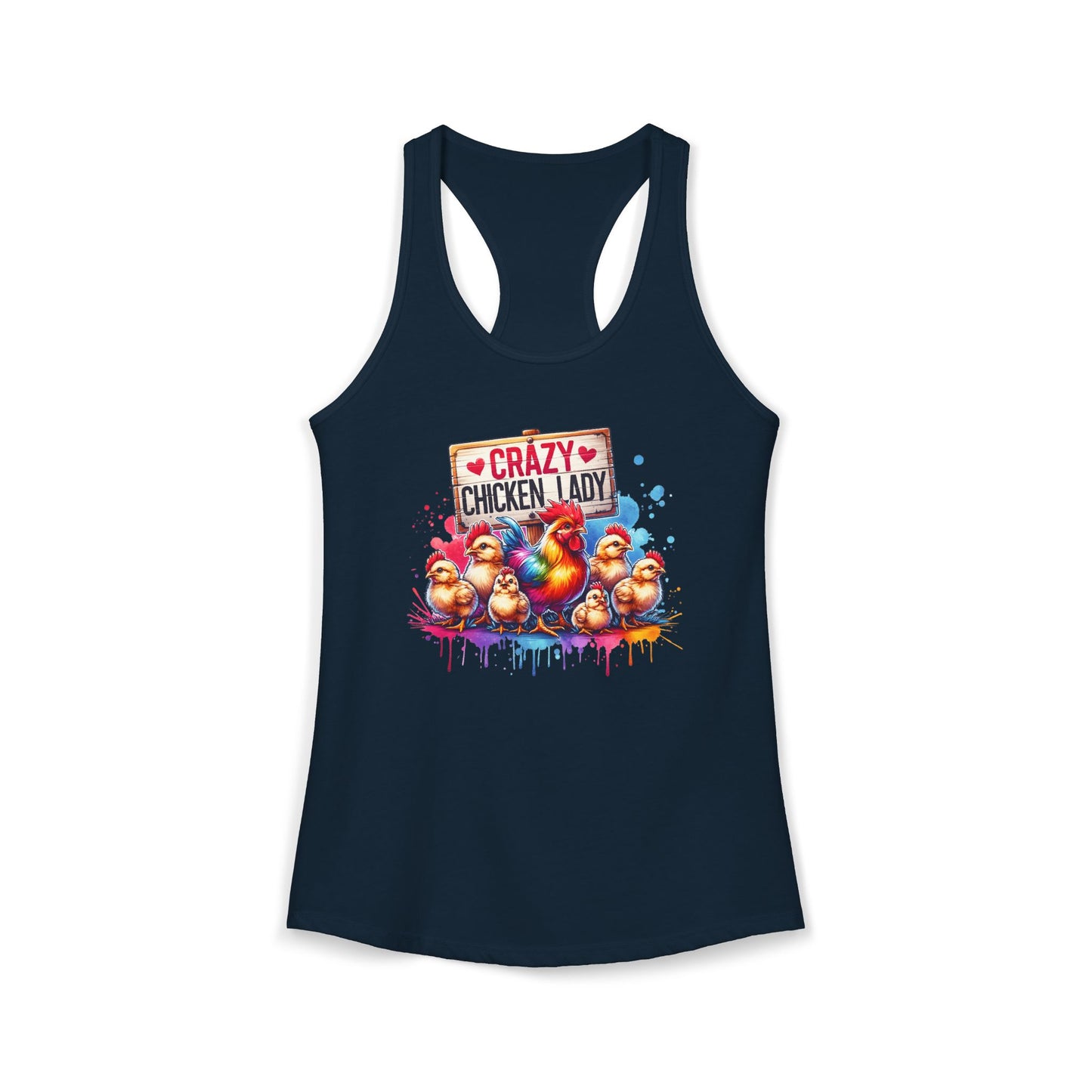 Whimsical ‘Crazy Chicken Lady’ Illustrated Tank Top – Perfect for Poultry Enthusiasts
