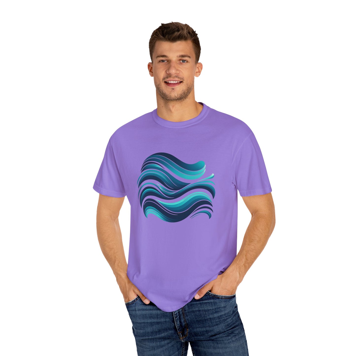 Abstract Ocean Wave T-Shirt Modern Aqua Design Artistic Sea Wave