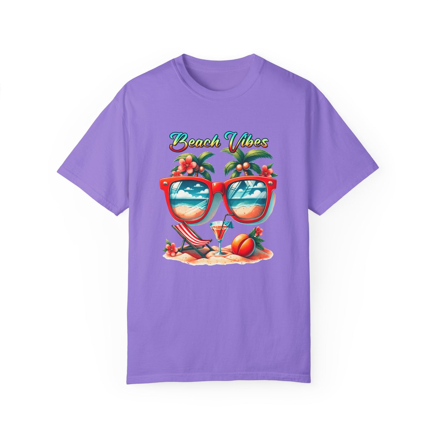 Beach Vibes Tropical T-Shirt: Summer-Ready Apparel with Unique Sunglasses & Palm Tree Design
