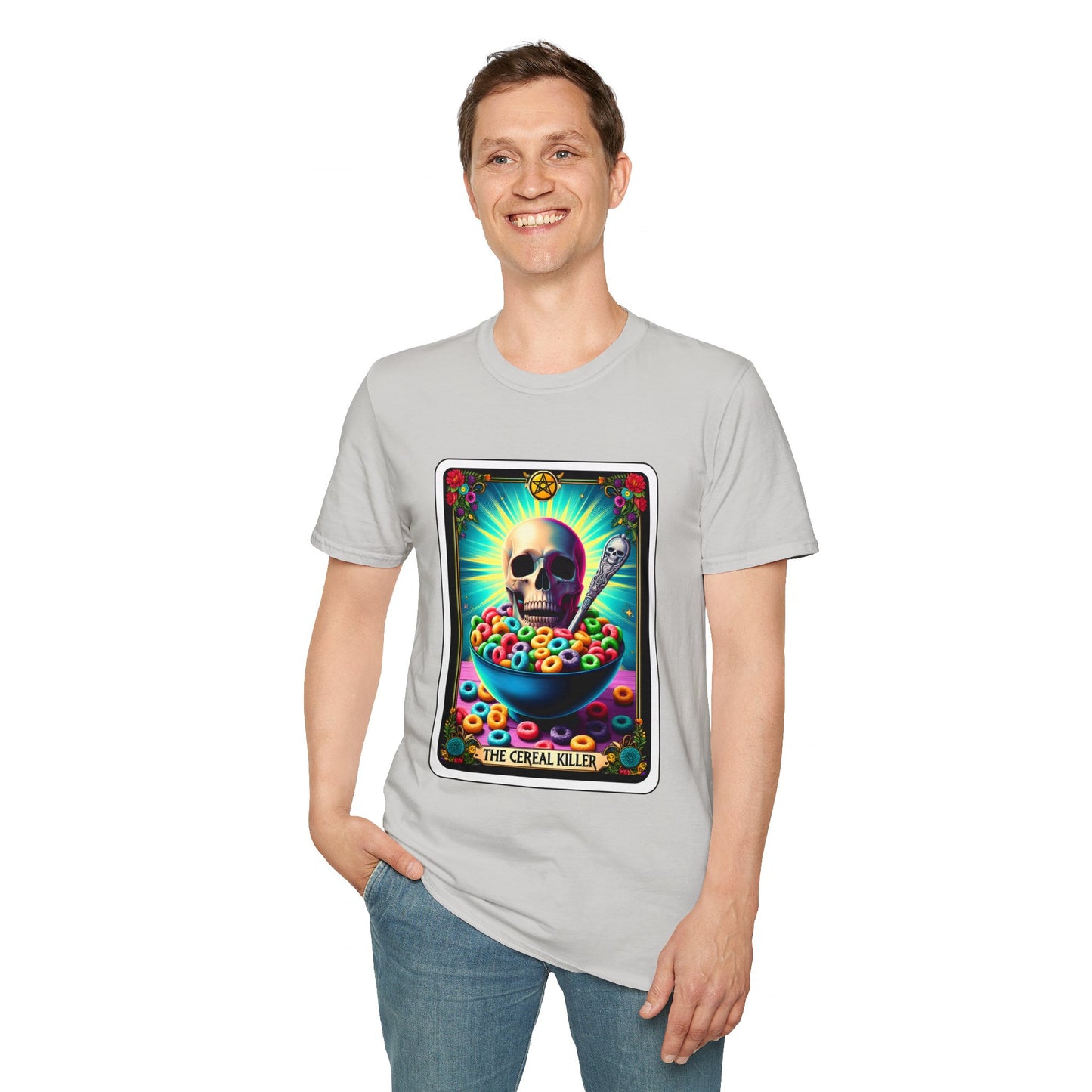 Tarot-Inspired Cereal Killer Halloween Tee - Unique Spooky Design