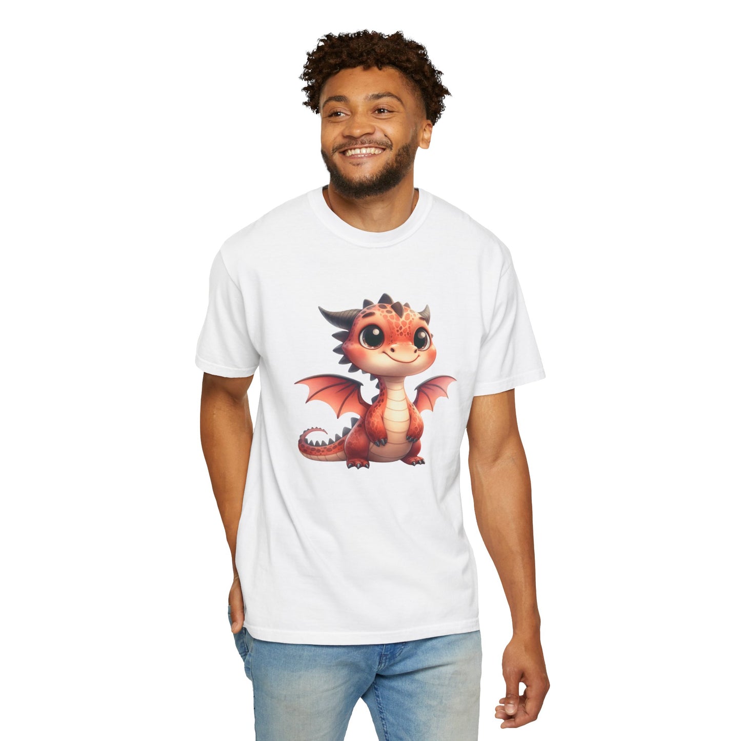 Playful Whimsy Dragon - Unique Cartoon-Style Dragon T-Shirt Design for Fun and Fantasy Lovers
