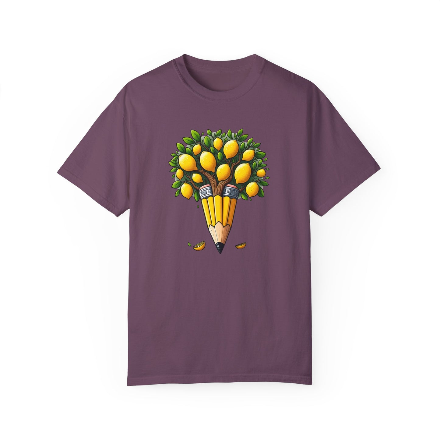 Artistic Lemon Pencil Tree T-Shirt - Unique Art & Nature Celebrating Growth and Imagination