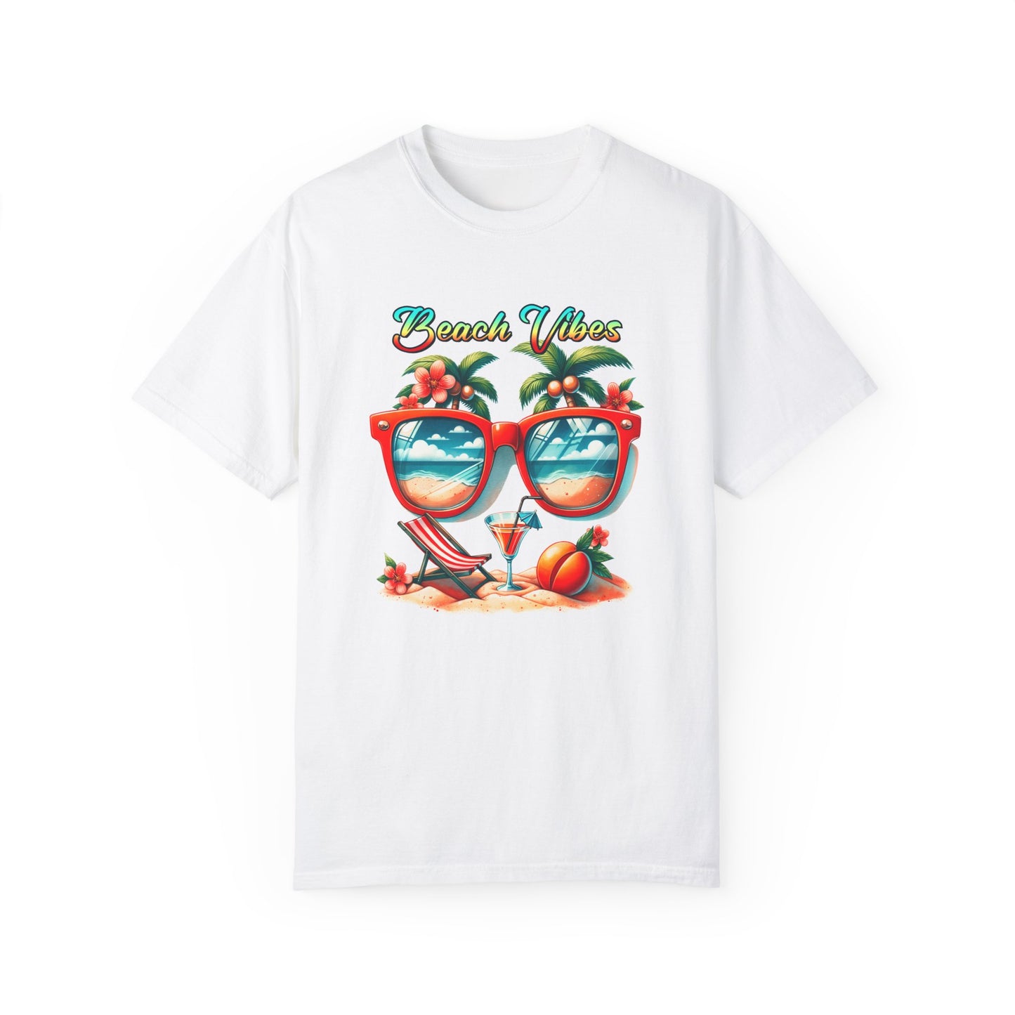 Beach Vibes Tropical T-Shirt: Summer-Ready Apparel with Unique Sunglasses & Palm Tree Design