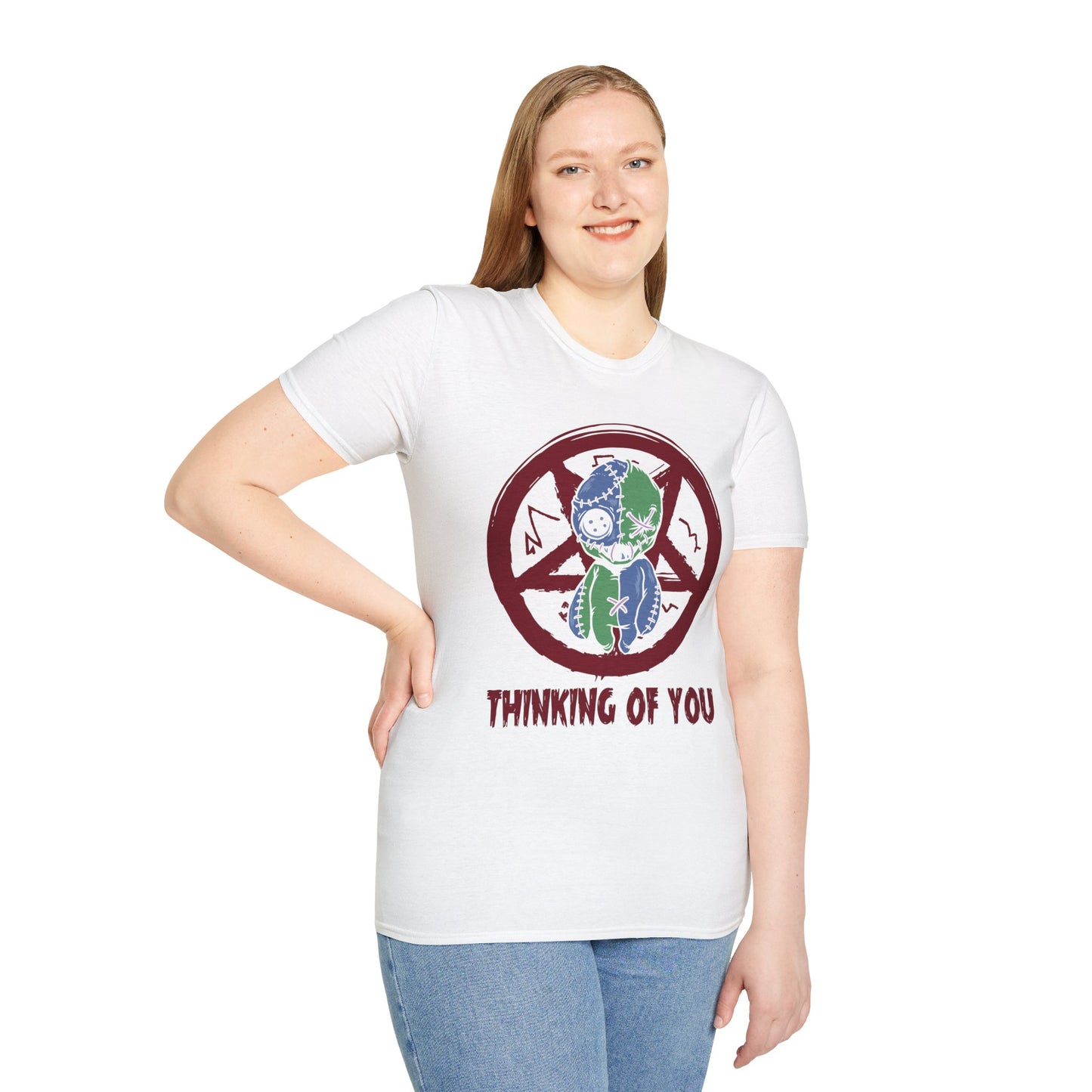 Spooky Voodoo Doll Prohibition Tee - Unique Halloween ‘Thinking of You’ Shirt