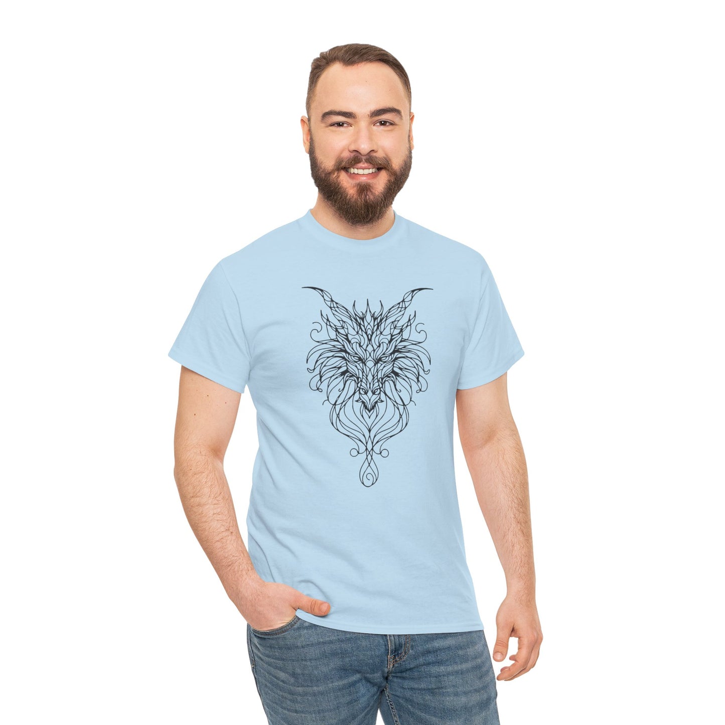 Mystical Dragon Line Art Tee – Elegant Fantasy Creature Design