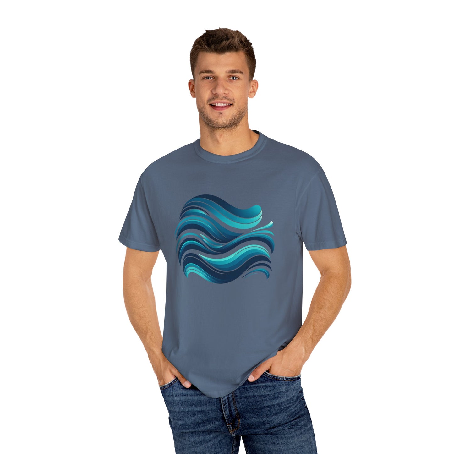 Abstract Ocean Wave T-Shirt Modern Aqua Design Artistic Sea Wave