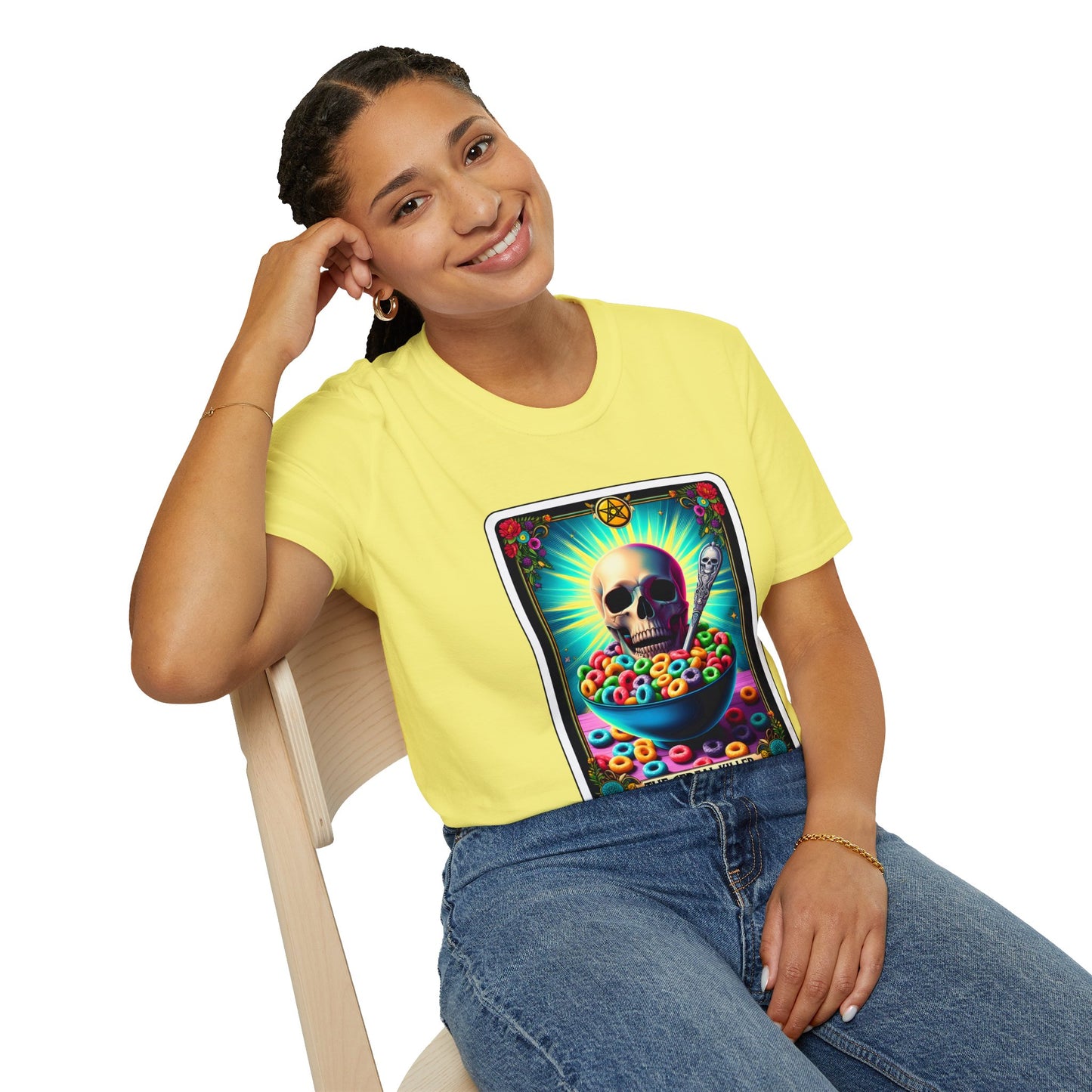 Tarot-Inspired Cereal Killer Halloween Tee - Unique Spooky Design