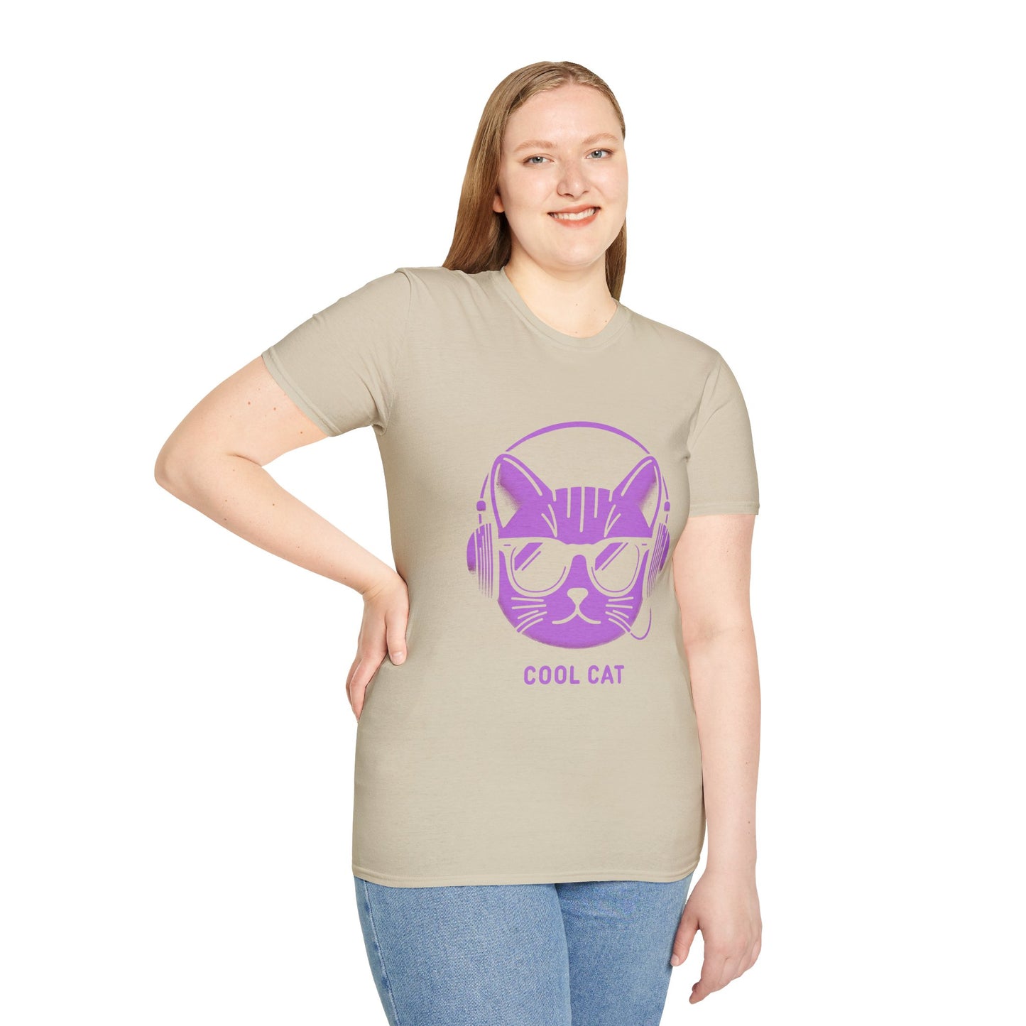 Cool Cat - Halloween Cat with Headphones Unisex Softstyle T-Shirt